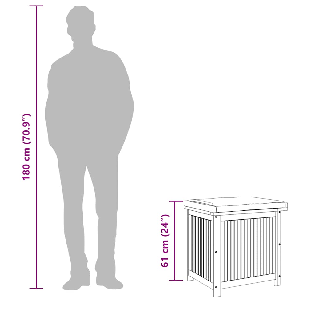 Outdoor-Kissenbox 60x50x61 cm Massivholz Akazie