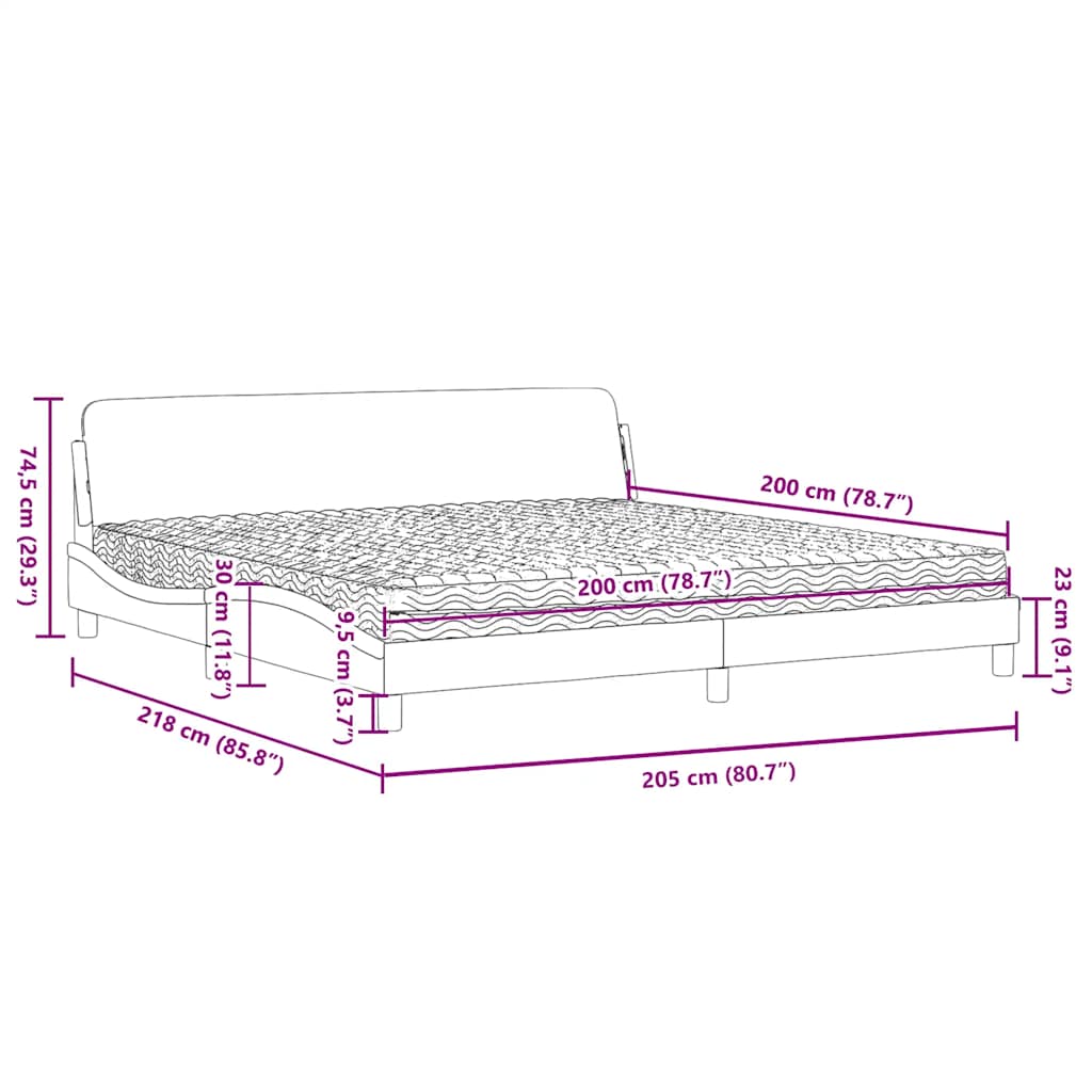 Bett mit Matratze "Dover" Hellgrau 80x200 cm Samt