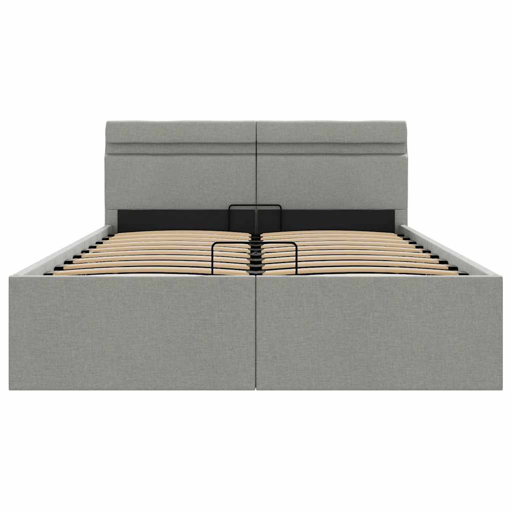Bett mit Bettkasten Hydraulisch LED Dunkelgrau Stoff 90x200 cm