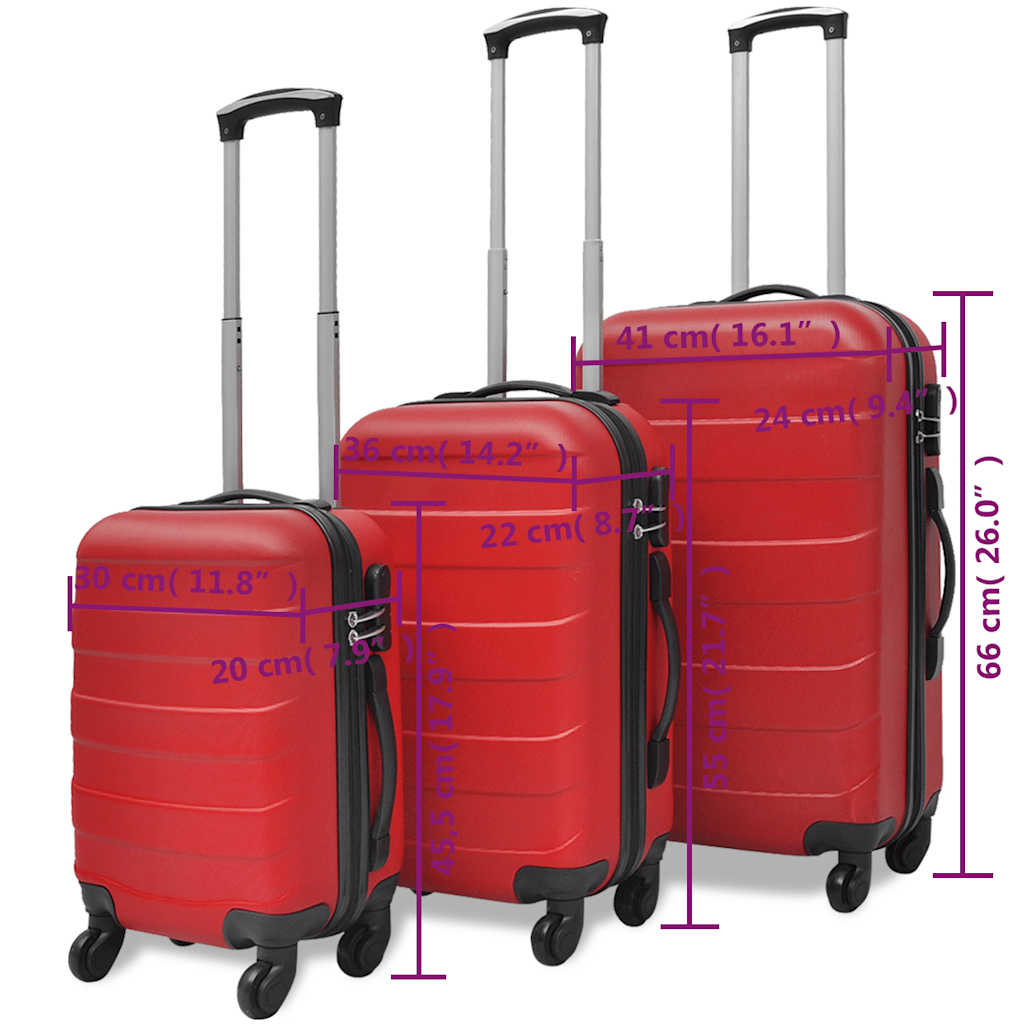 3-tlg. Hartschalenkoffer-Set Blau 45,5/55/66 cm