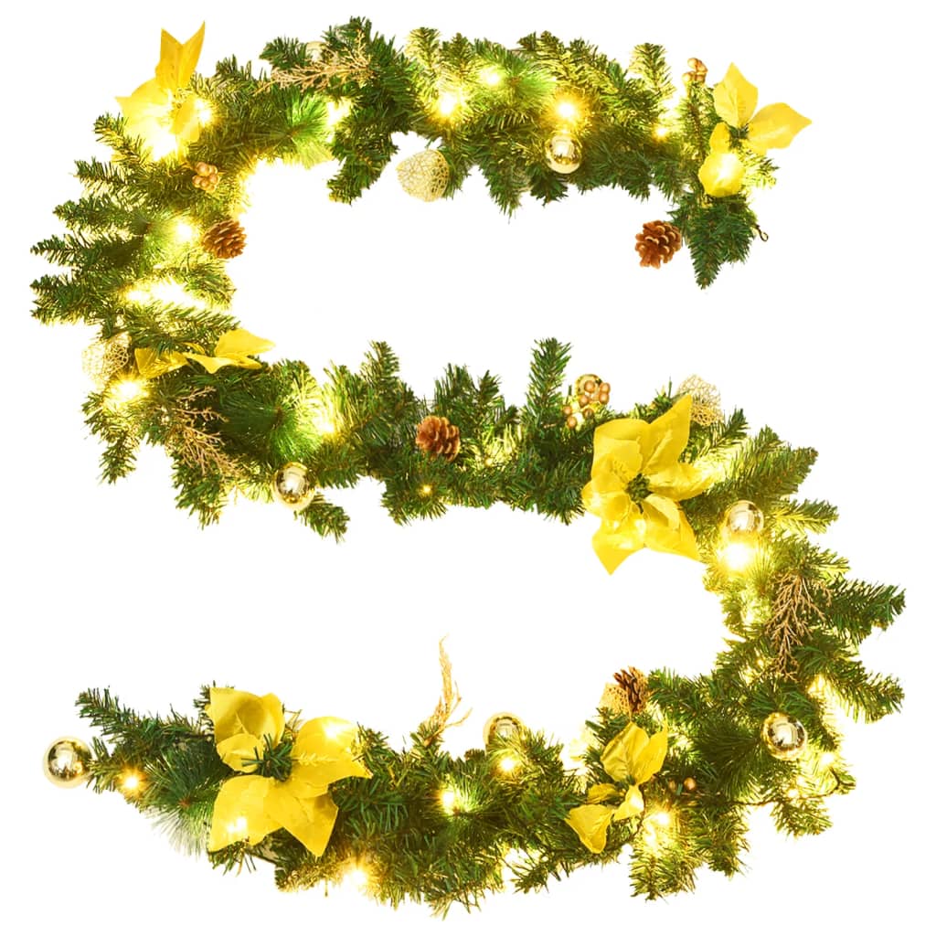 Weihnachtsgirlande mit LED-Lichtern Grün 2,7 m PVC