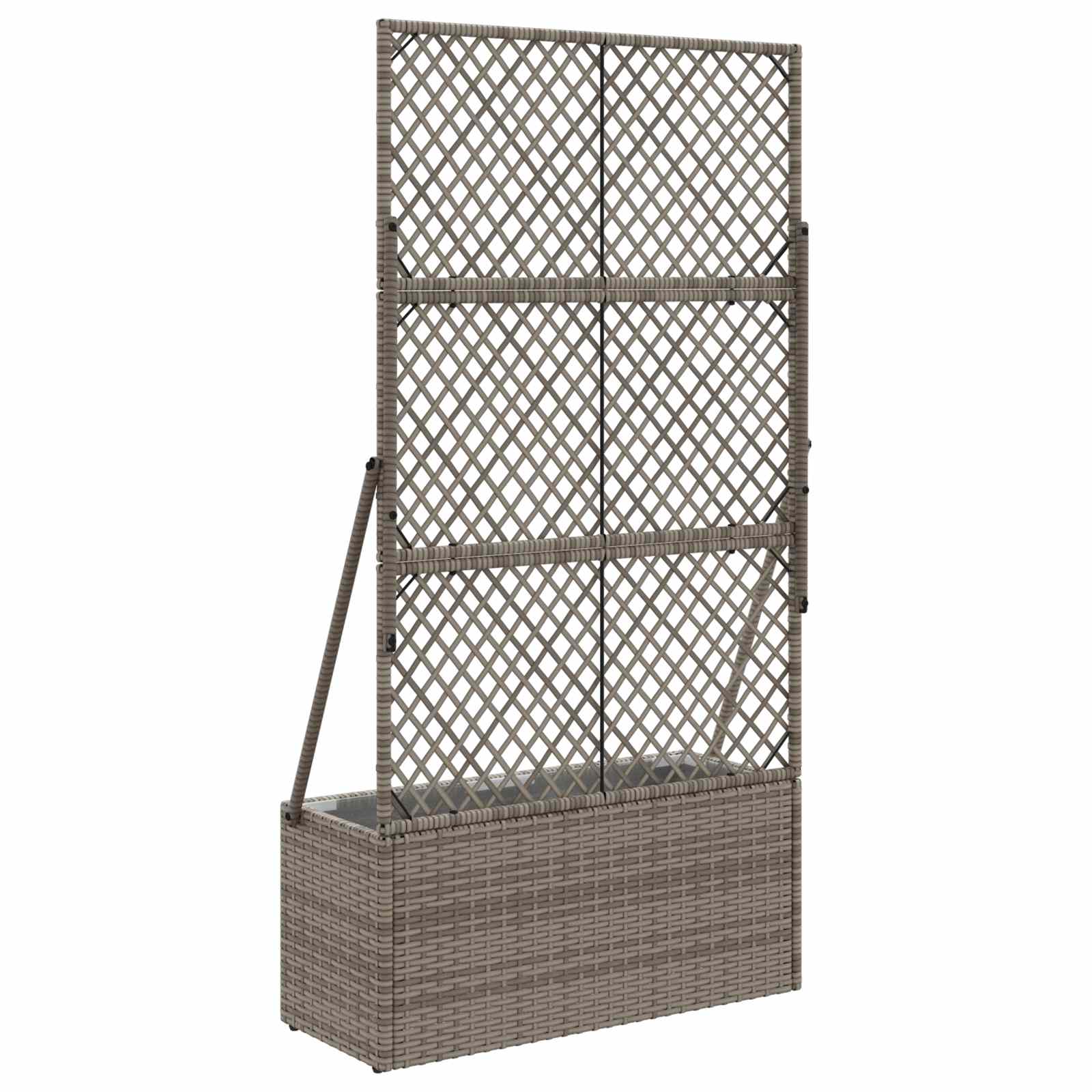Gartenpflanzer mit Gitter Grau 35 x 30 x 135 cm Poly-Rattan