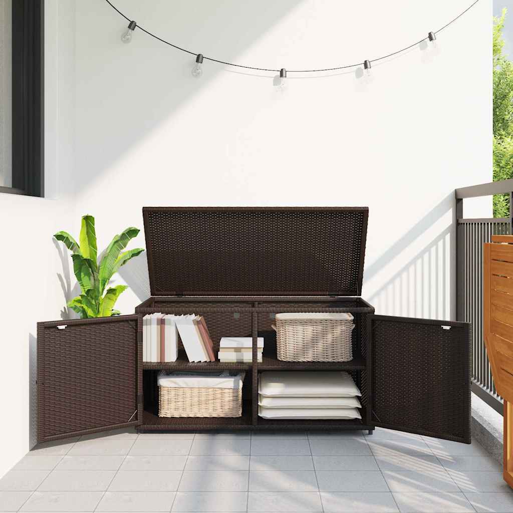 Gartenschrank Schwarz 110x55x60,5 cm Poly Rattan