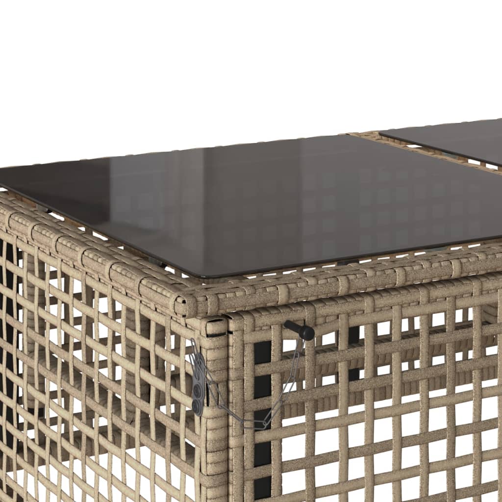 4-tlg. Garten-Sofagarnitur mit Kissen Schwarz Poly Rattan Glas