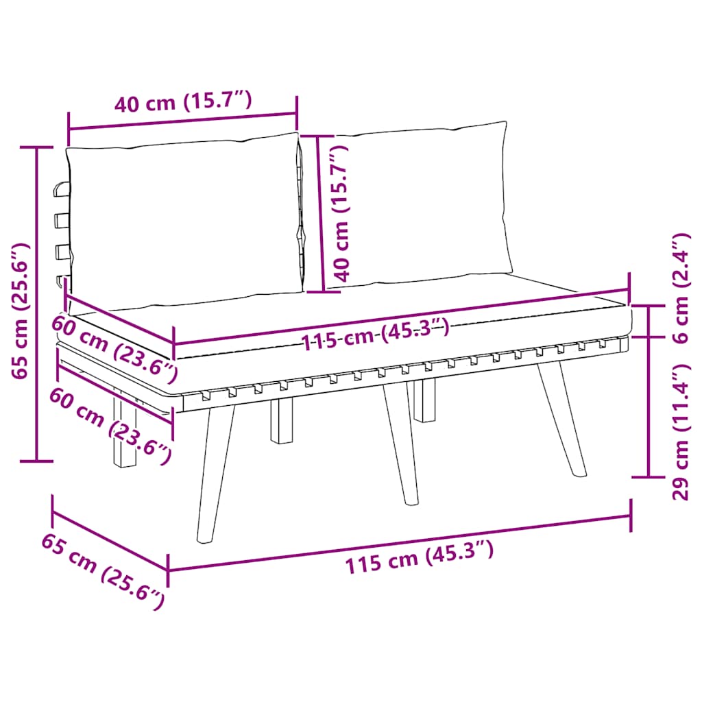 2-Sitzer-Gartensofa mit Kissen Massivholz Akazie