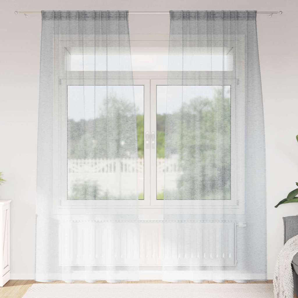 Voile-Vorhang mit Vorhängen 2 pcs Weiß 140 x 140 cm Polyester