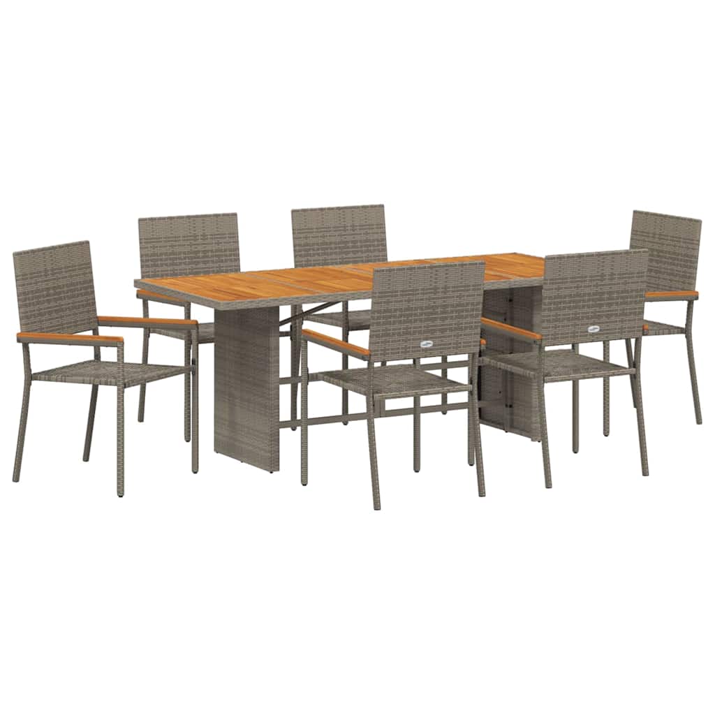 Garten Essgruppe 7 pcs Schwarz Poly-Rattan