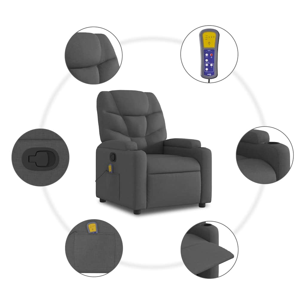 Relaxsessel Elektrisch Dunkelgrau Stoff