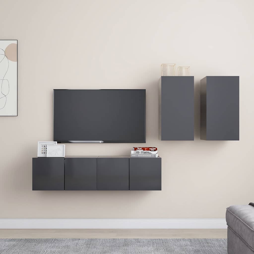 4-tlg. TV-Schrank-Set Weiß Holzwerkstoff