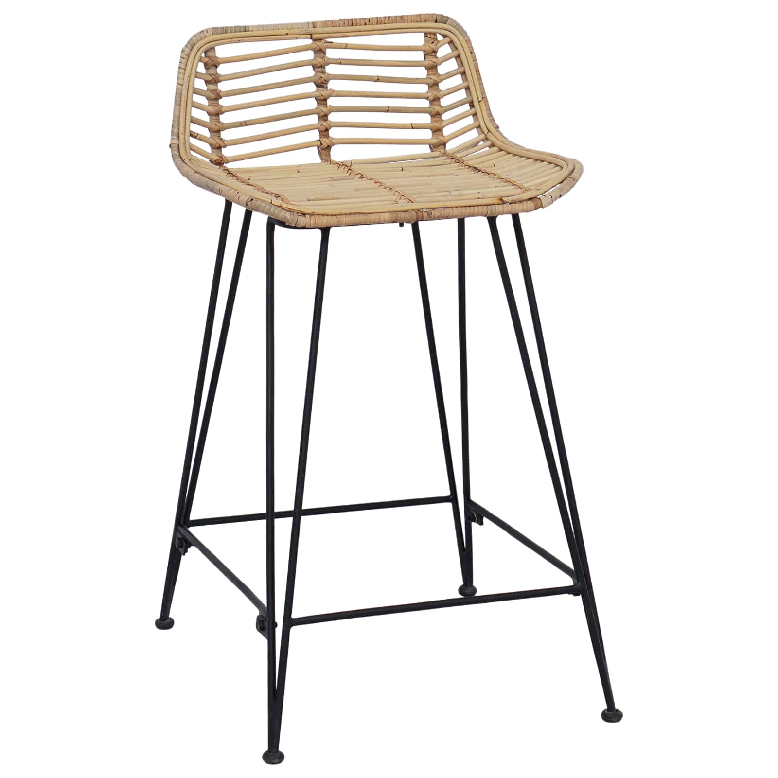 Barhocker 2 pcs Natur 44 x 45 x 76 cm Rattan und Stahl
