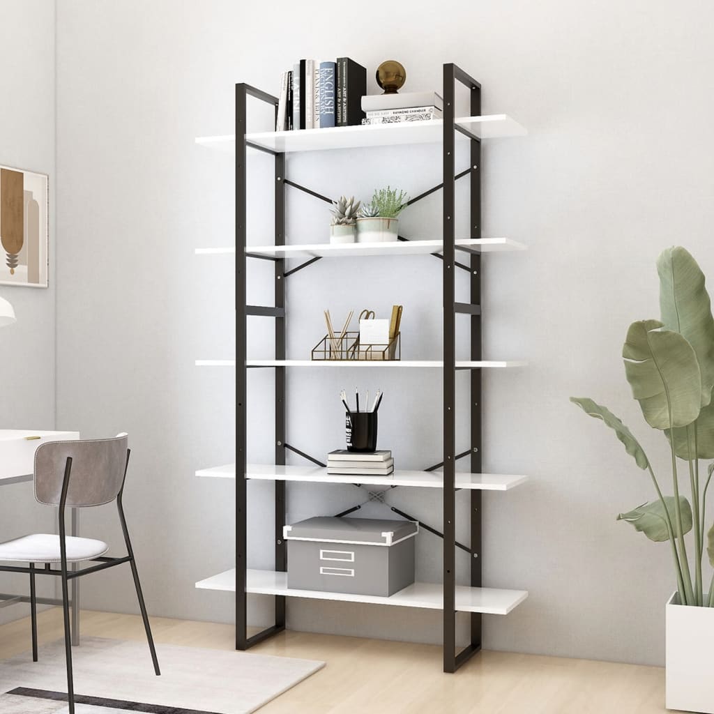 Bücherregal 5 Fächer Weiß 40x30x175 cm Holzwerkstoff