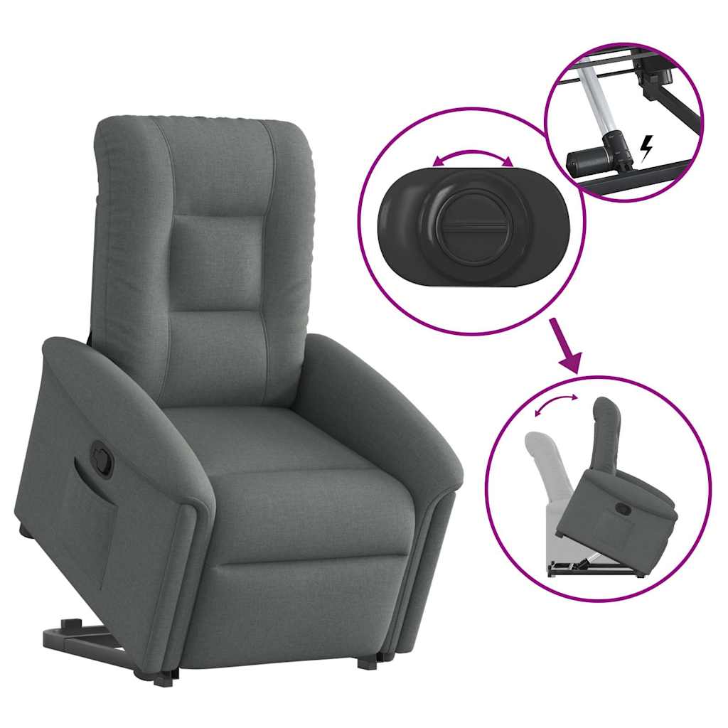 Massagesessel mit Aufstehhilfe Hellgrau Stoff