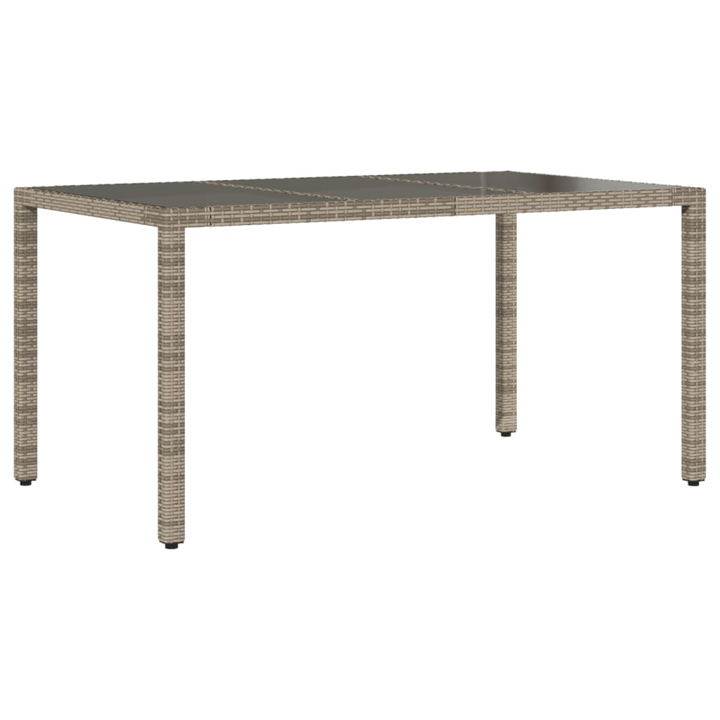 Gartentisch 150x90x75 cm Hartglas und Poly Rattan Schwarz