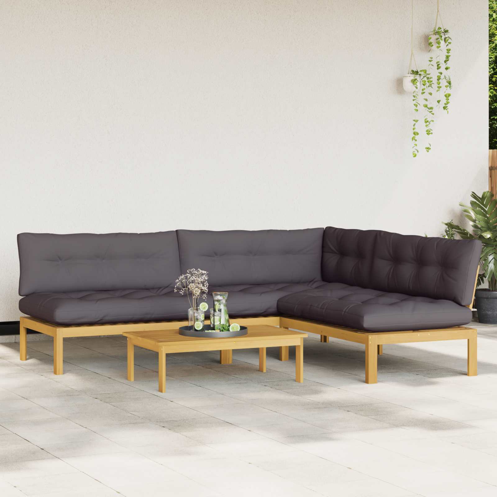 3-tlg. Garten-Sofagarnitur aus Paletten Massivholz Akazie