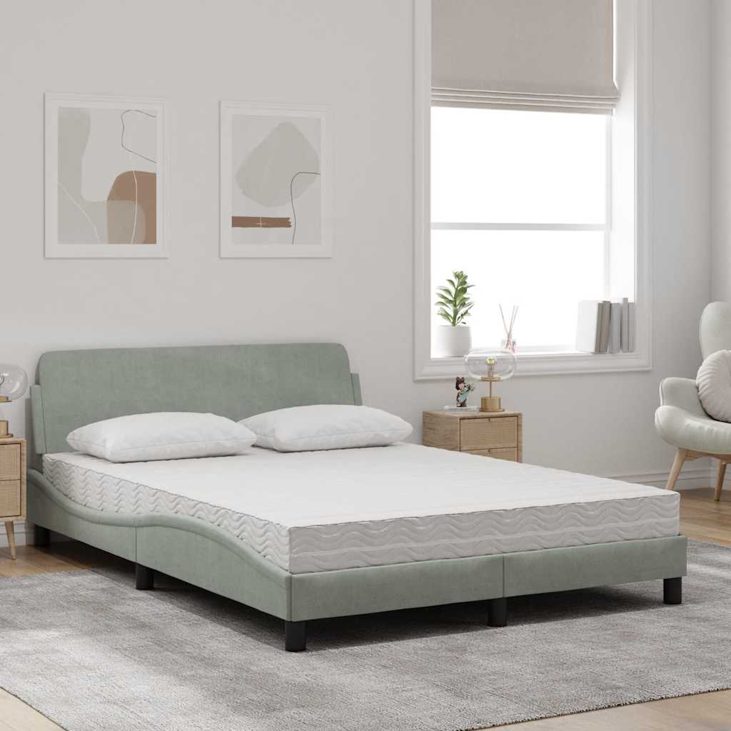 Bett mit Matratze "Dover" Hellgrau 80x200 cm Samt