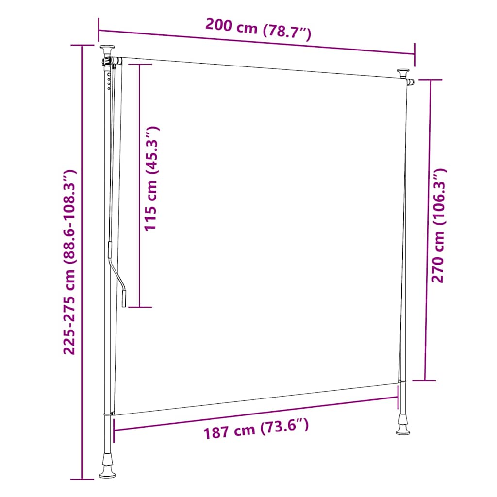 Außenrollo 100 x 270 cm Anthrazit