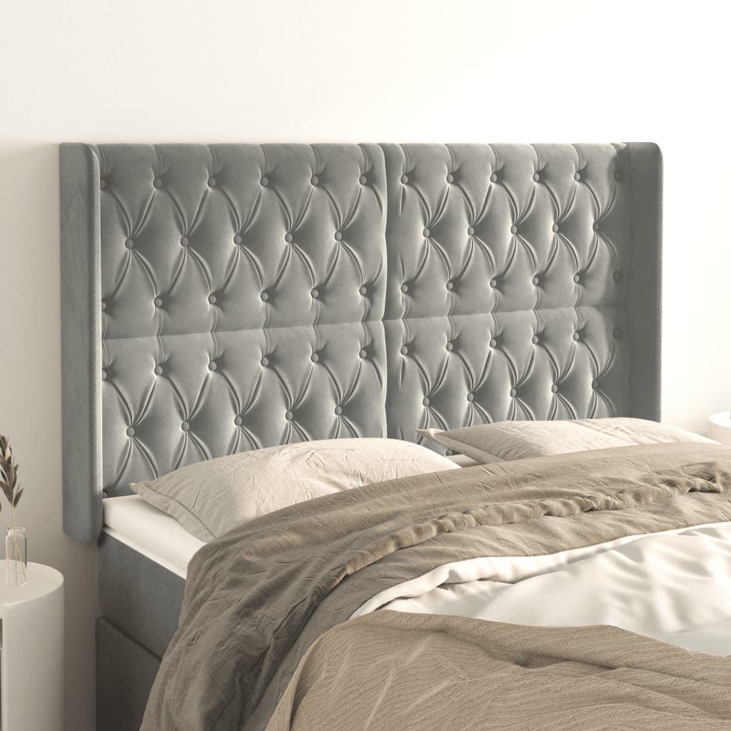 Kopfteil mit Ohren Dunkelblau 93x16x78/88 cm Samt
