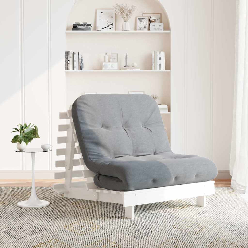 Futon Schlafsofa mit Matratze Braun 70x206x11 Massivholz Kiefer