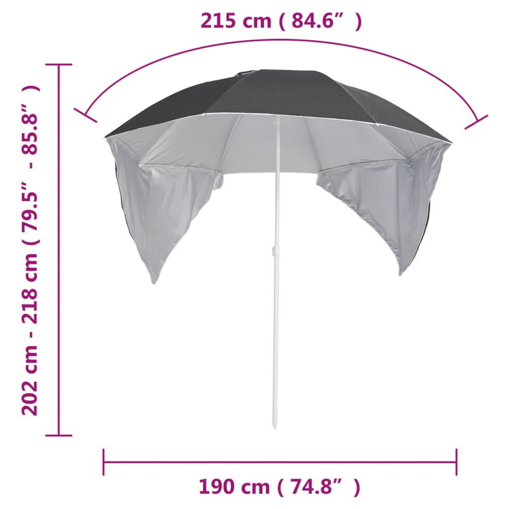 Strandschirm mit Seitenteilen Sandfarbe 215 cm
