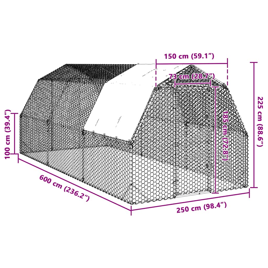 Hühnerstall mit Dach 2,5x4x2,25 m Verzinkter Stahl