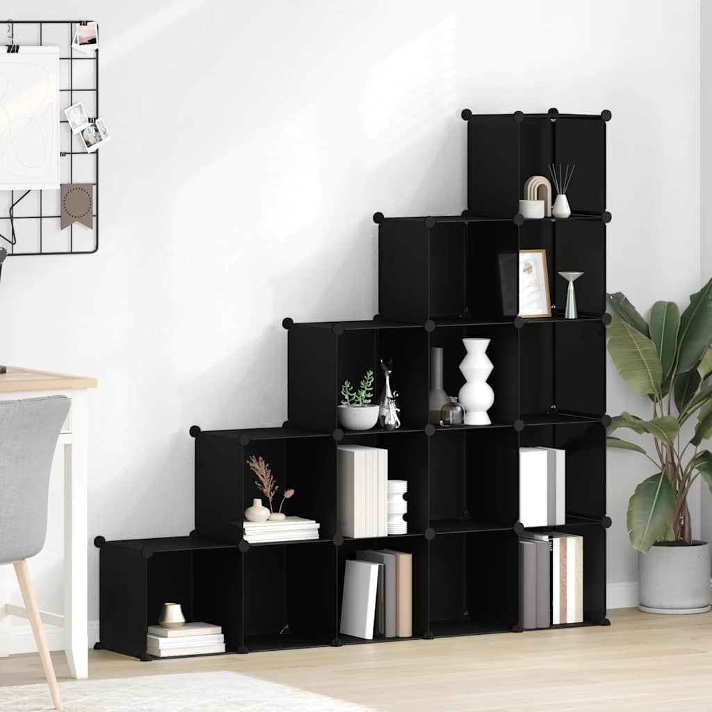 Regalsystem mit 12 Würfeln Schwarz PP