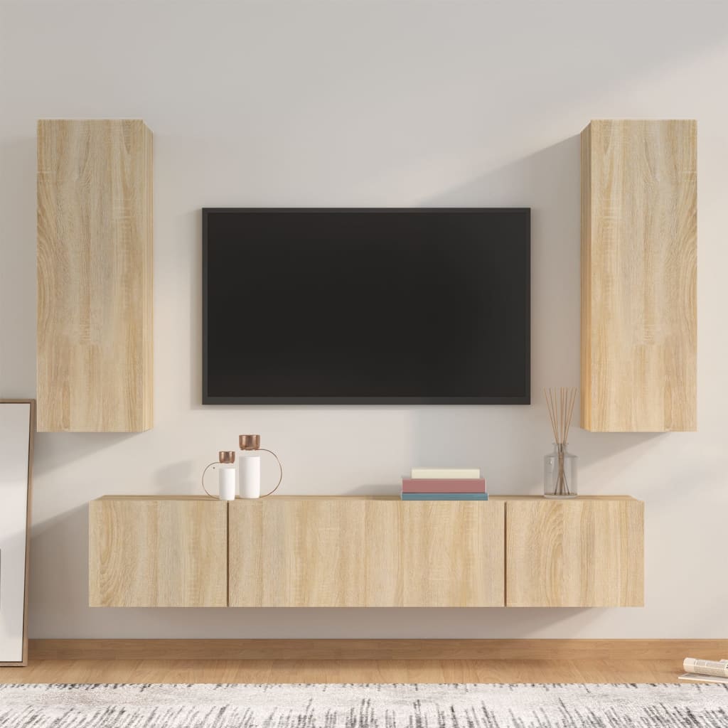 4-tlg. TV-Schrank-Set Weiß Holzwerkstoff