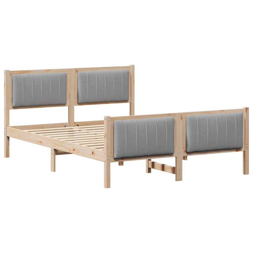 Bettgestell Braun und hellgrau 200 x 200 cm Massivholz Kiefer