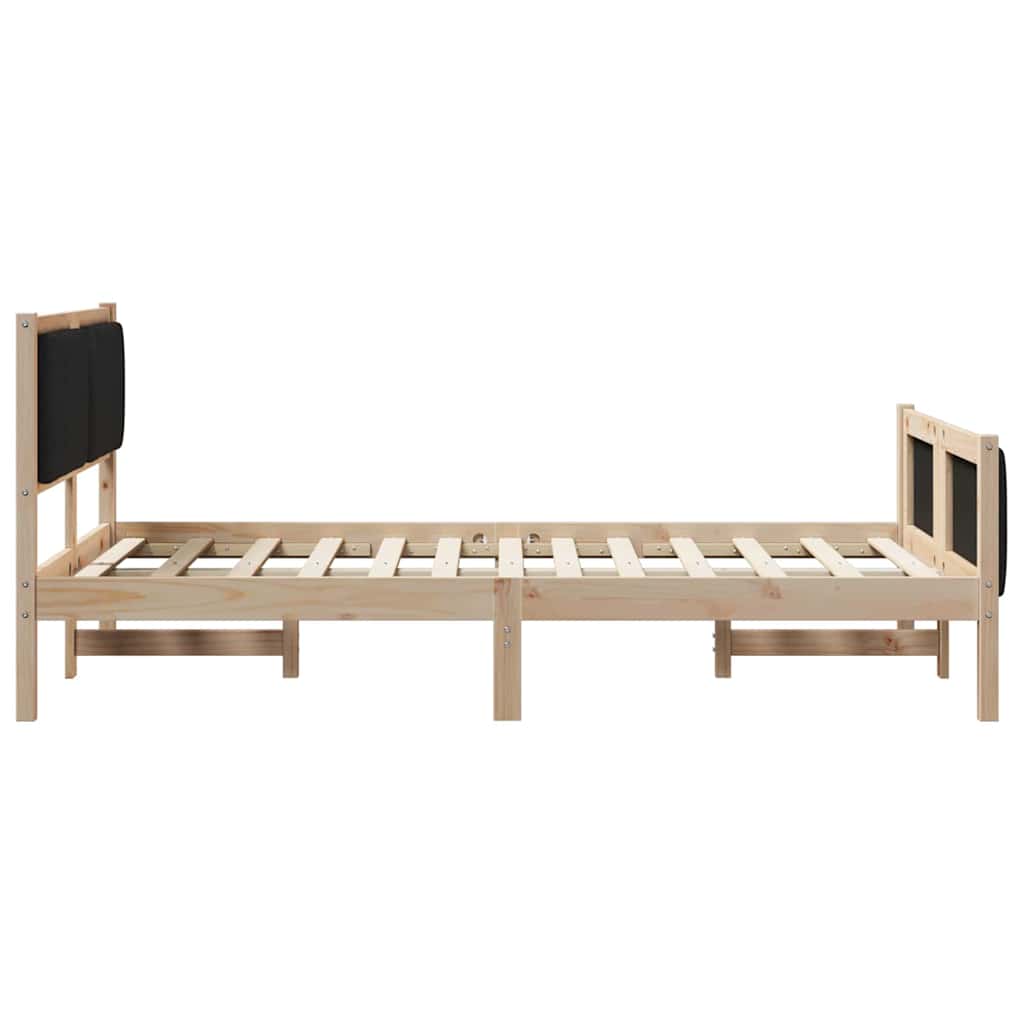 Bettgestell Braun und hellgrau 200 x 200 cm Massivholz Kiefer
