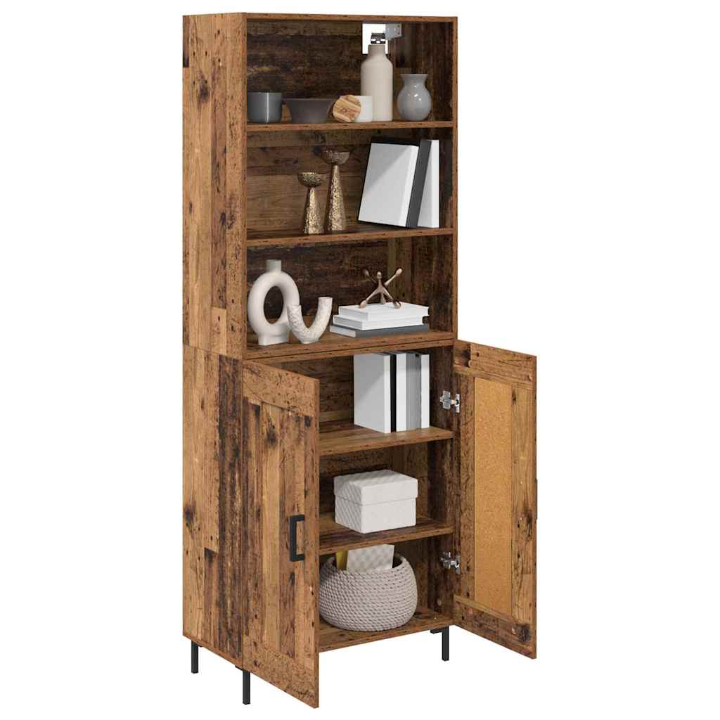 Highboard Hochglanz-Weiß 69,5x34x180 cm Holzwerkstoff