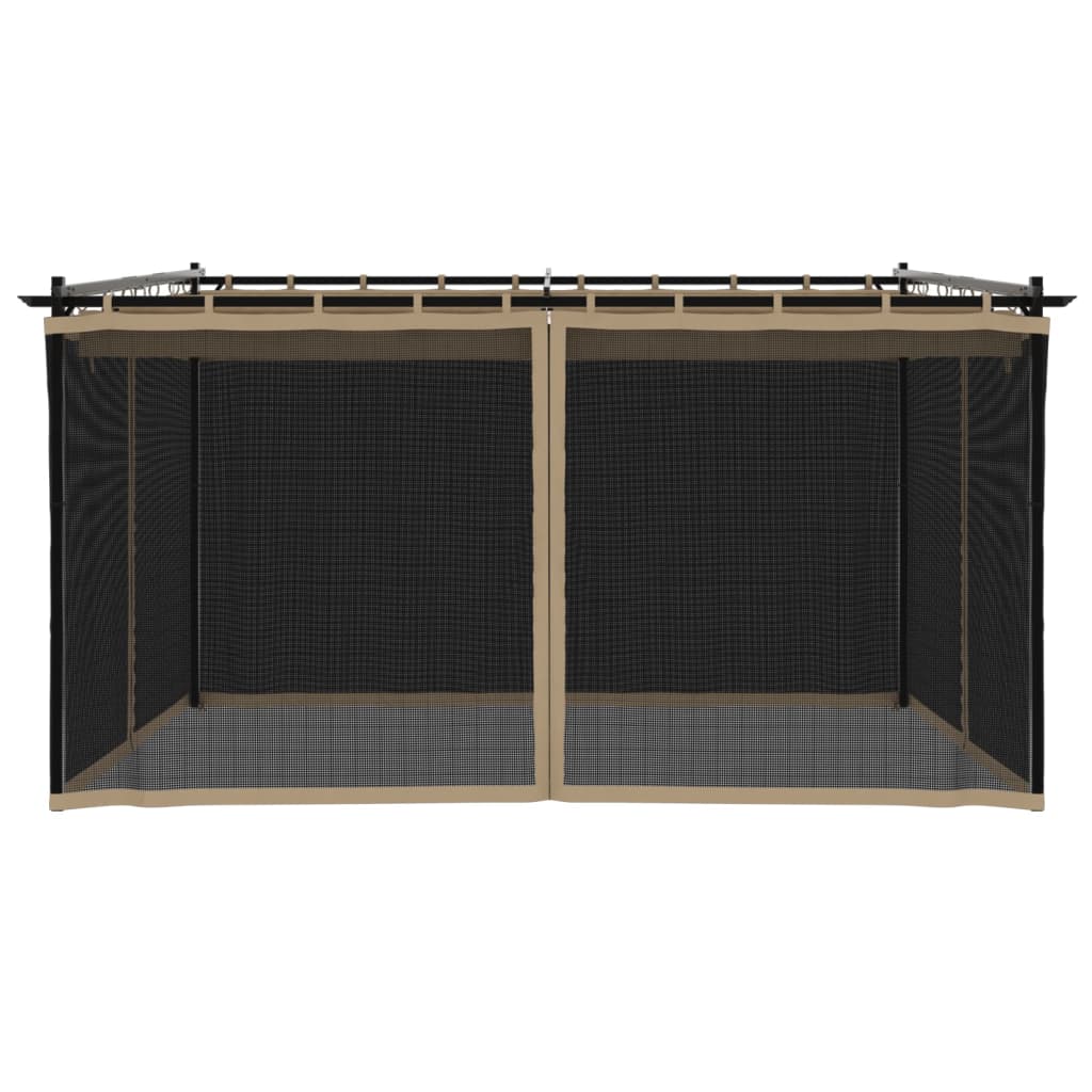 Pavillon mit Netzwände Creme 3x3 m Stahl