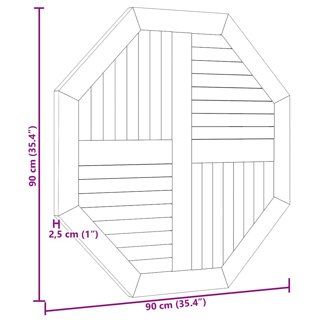 Tischplatte Massivholz Teak Rund 2,5 cm 40 cm