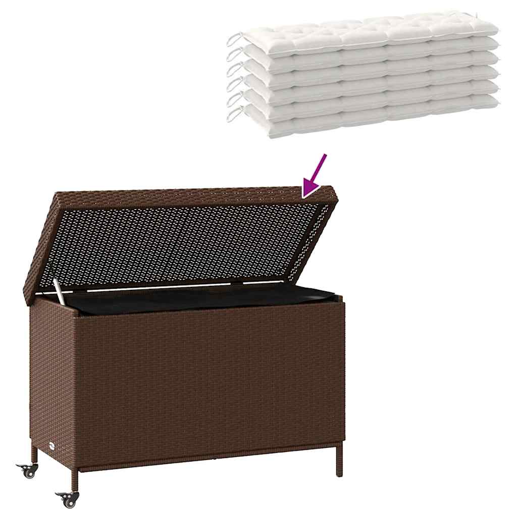 Gartentruhe mit Rollen Schwarz 110x55x73 cm Poly Rattan