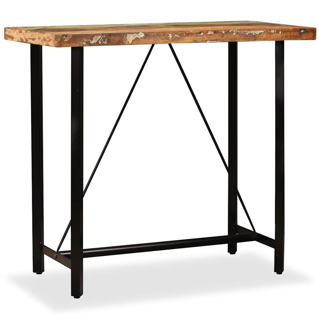 3-tlg. Bar-Set Altholz Massiv und Echtleder