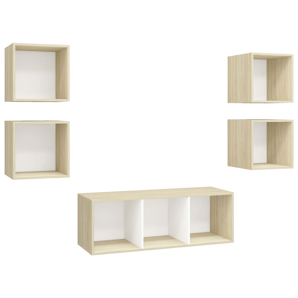 5-tlg. TV-Schrank-Set Weiß Holzwerkstoff