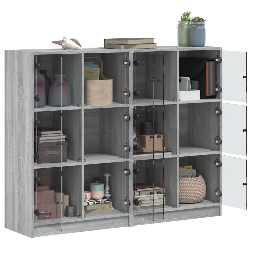Bücherregal mit Türen Weiß 136x37x109 cm Holzwerkstoff