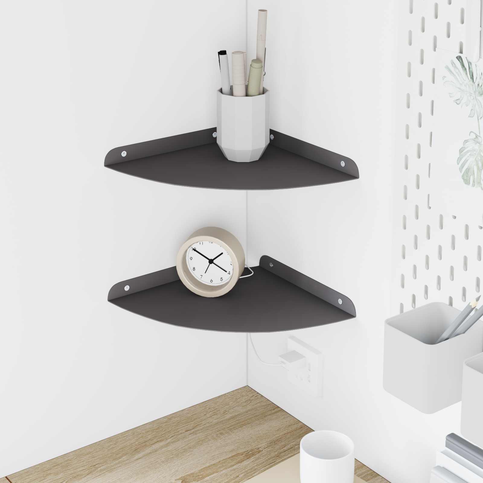 Schwebendes Regal mit Regal 2 pcs Schwarz 15 x 15 x 2 cm