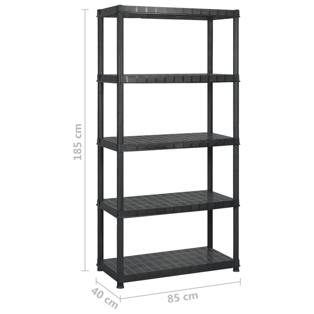Lagerregal 4-Tier Schwarz 61x30,5x130 cm Kunststoff