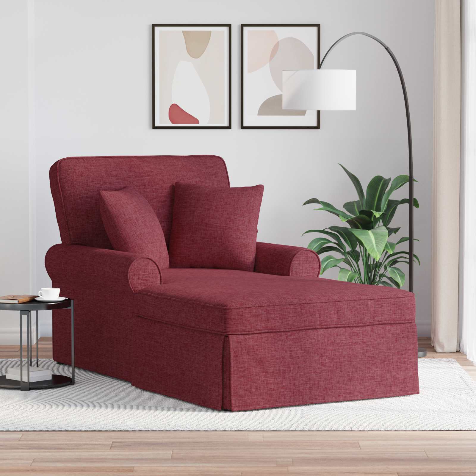 Chaise Lounge mit Rock mit Kissen 3 pcs Hellgrau Stoff