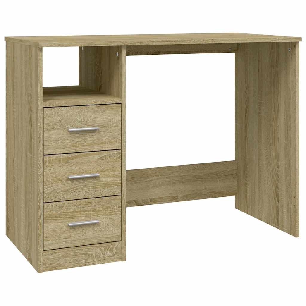 Schreibtisch mit Schubladen Weiß 102x50x76 cm Holzwerkstoff