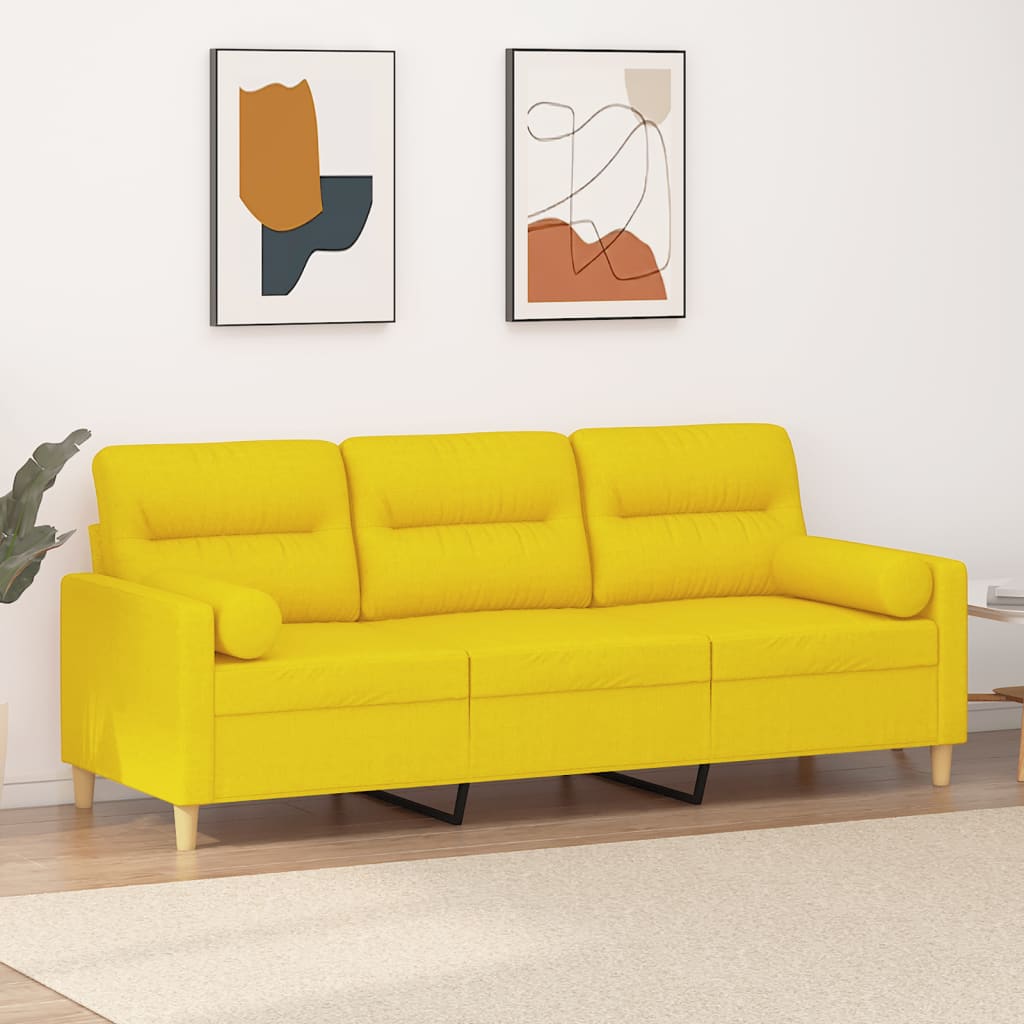 2-Sitzer-Sofa mit Zierkissen Braun 120 cm Stoff