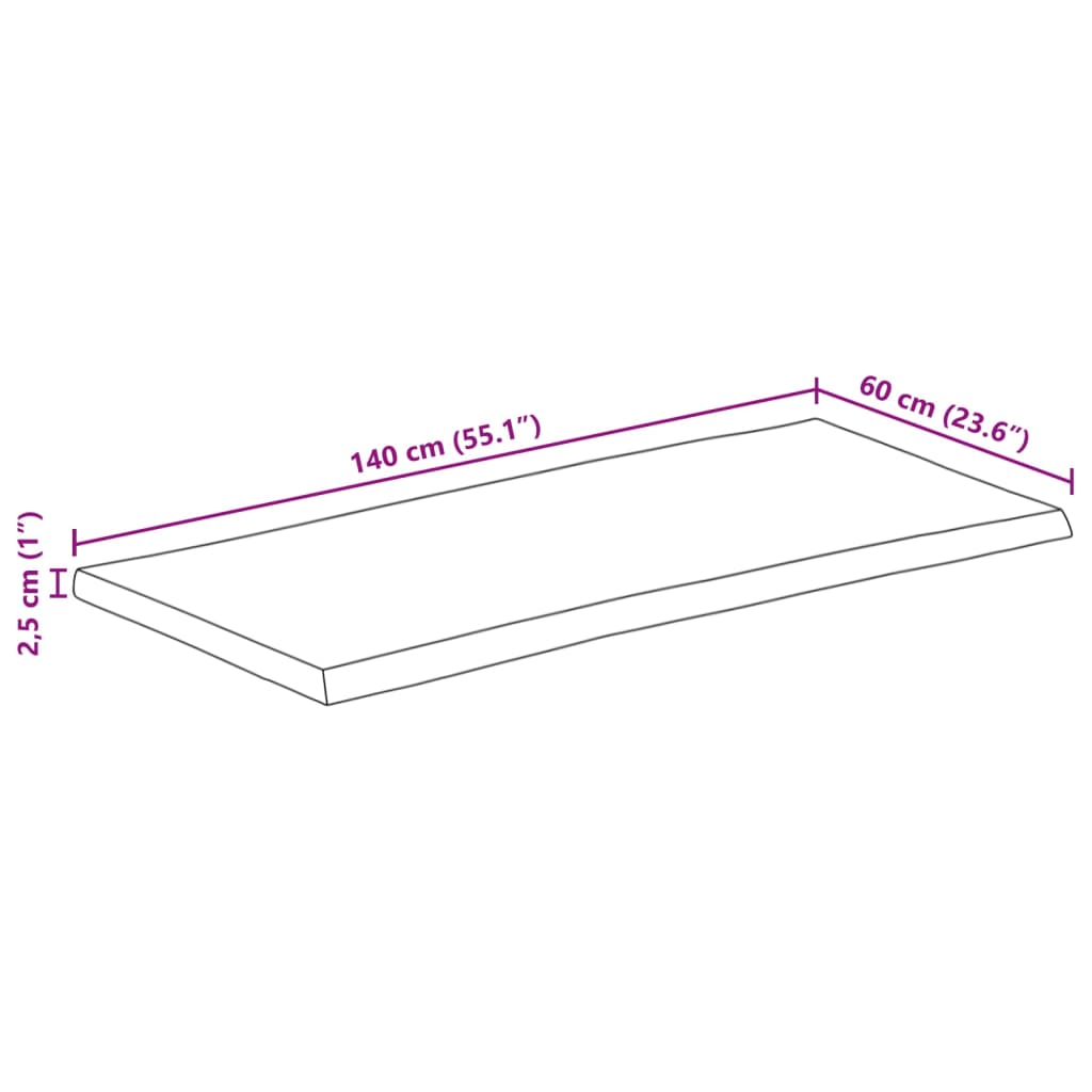 Tischplatte 40x40x2,5 cm Rechteckig Massivholz Akazie Baumkante