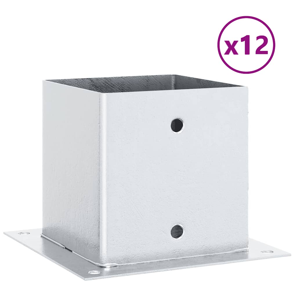 Pfostenträger Quadratisch 4Stk. Silber 46x46mm Verzinkter Stahl