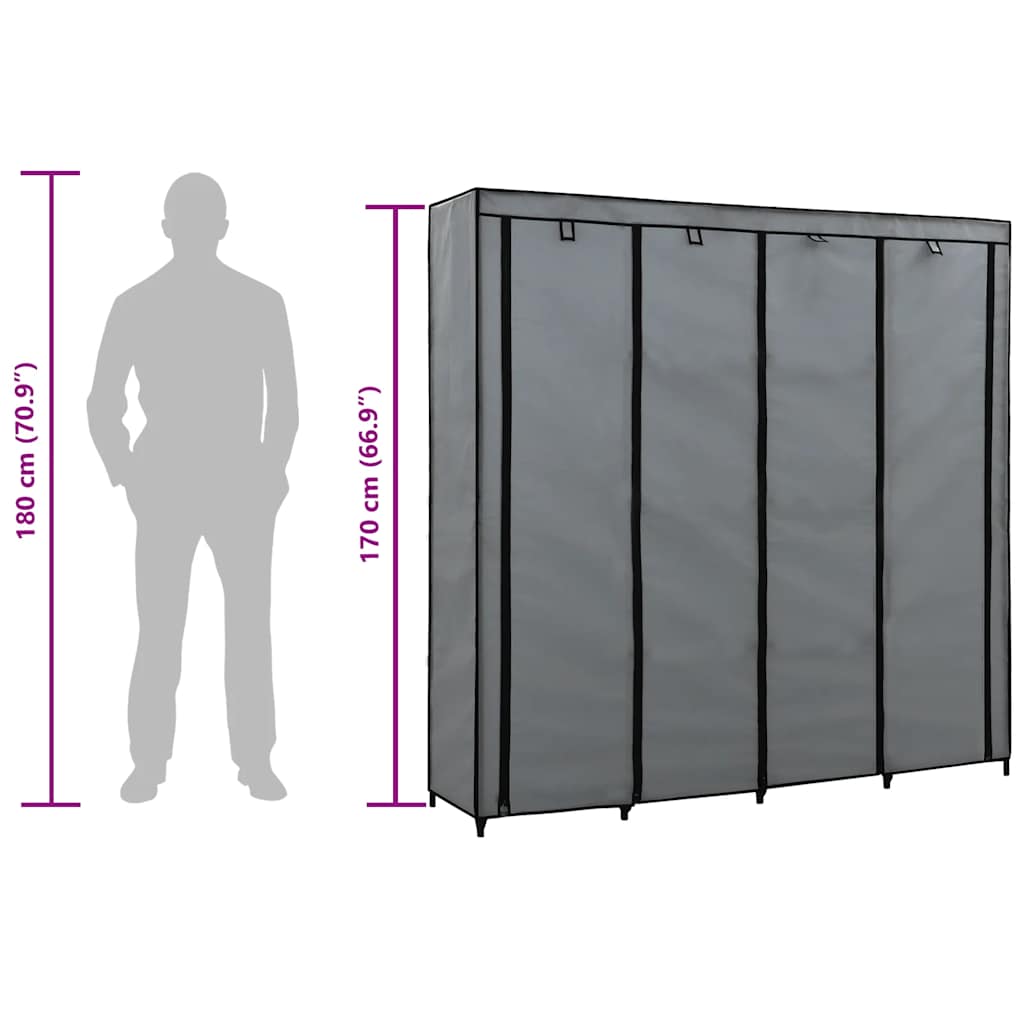 Kleiderschrank mit 4 Fächern Schwarz 175 x 45 x 170 cm