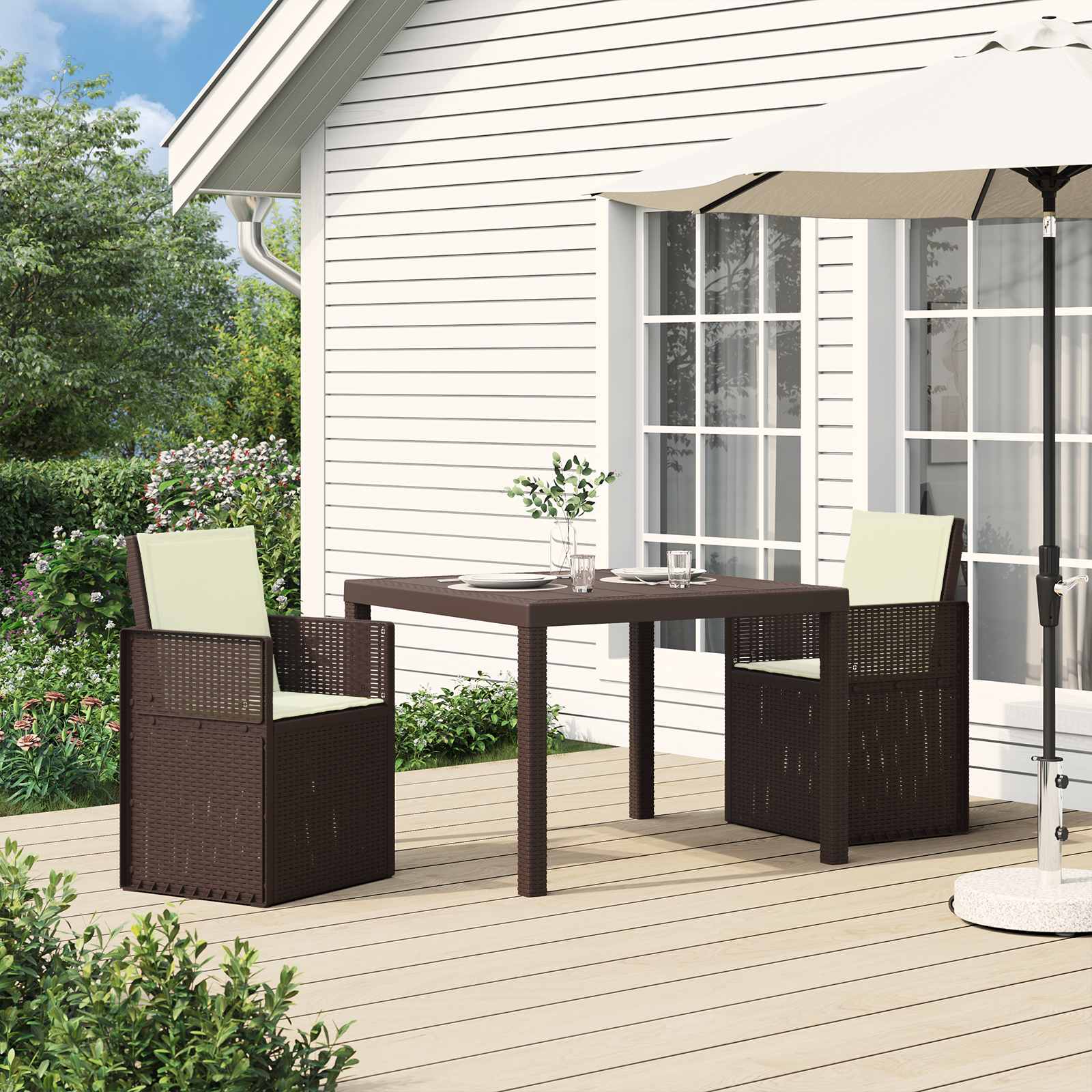 Garten Esszimmerstühle 2 pcs Weiß und Hellgrau PP