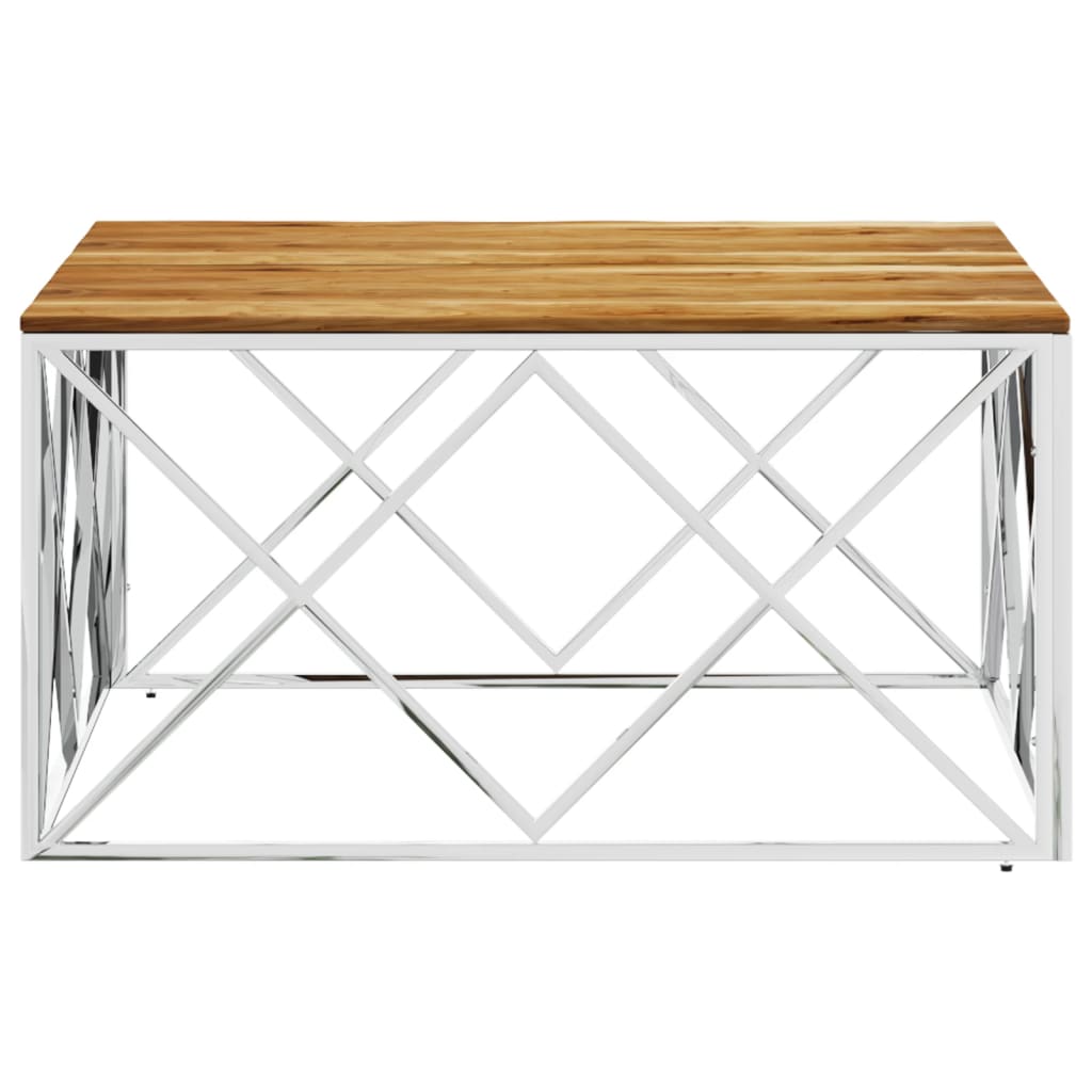 Couchtisch 80x80x40 cm Edelstahl und Glas