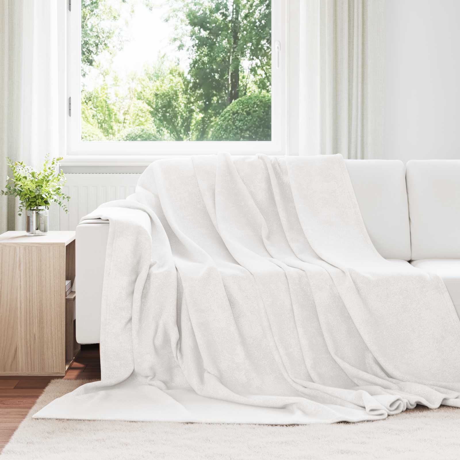Überwurfdecke Beige 130 x 150 cm Fleece