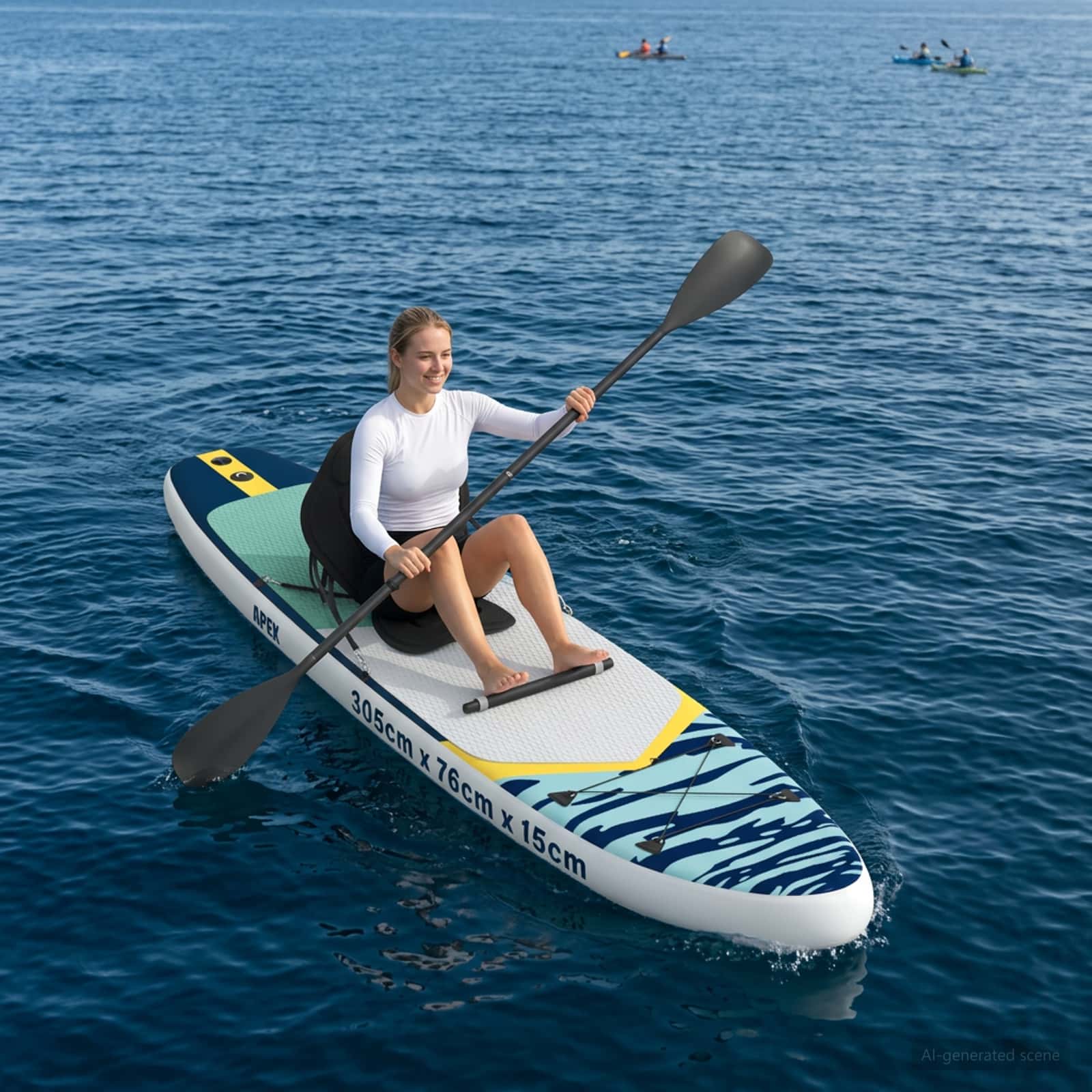 SUP Board mit Sitz 2-in-1 POSEIDON 305 x 76 x 15 cm Grün für