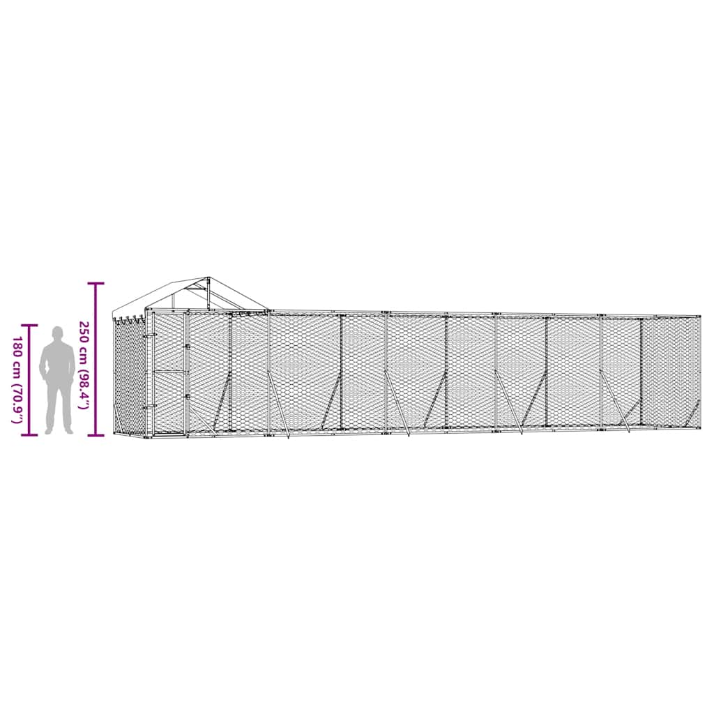 Outdoor-Hundezwinger mit Dach Silber 2x2x2,5 m Verzinkter Stahl