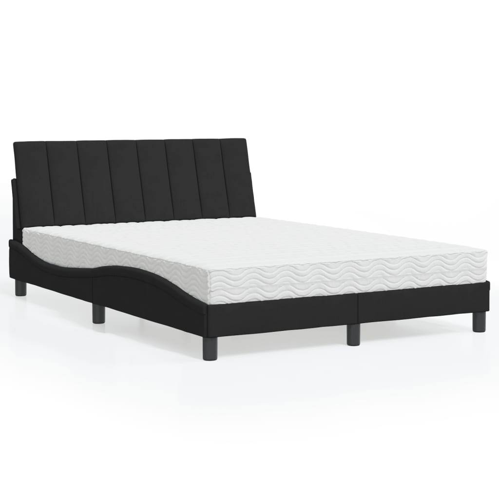 Bett mit Matratze "Hanko" Hellgrau 80x200 cm Samt