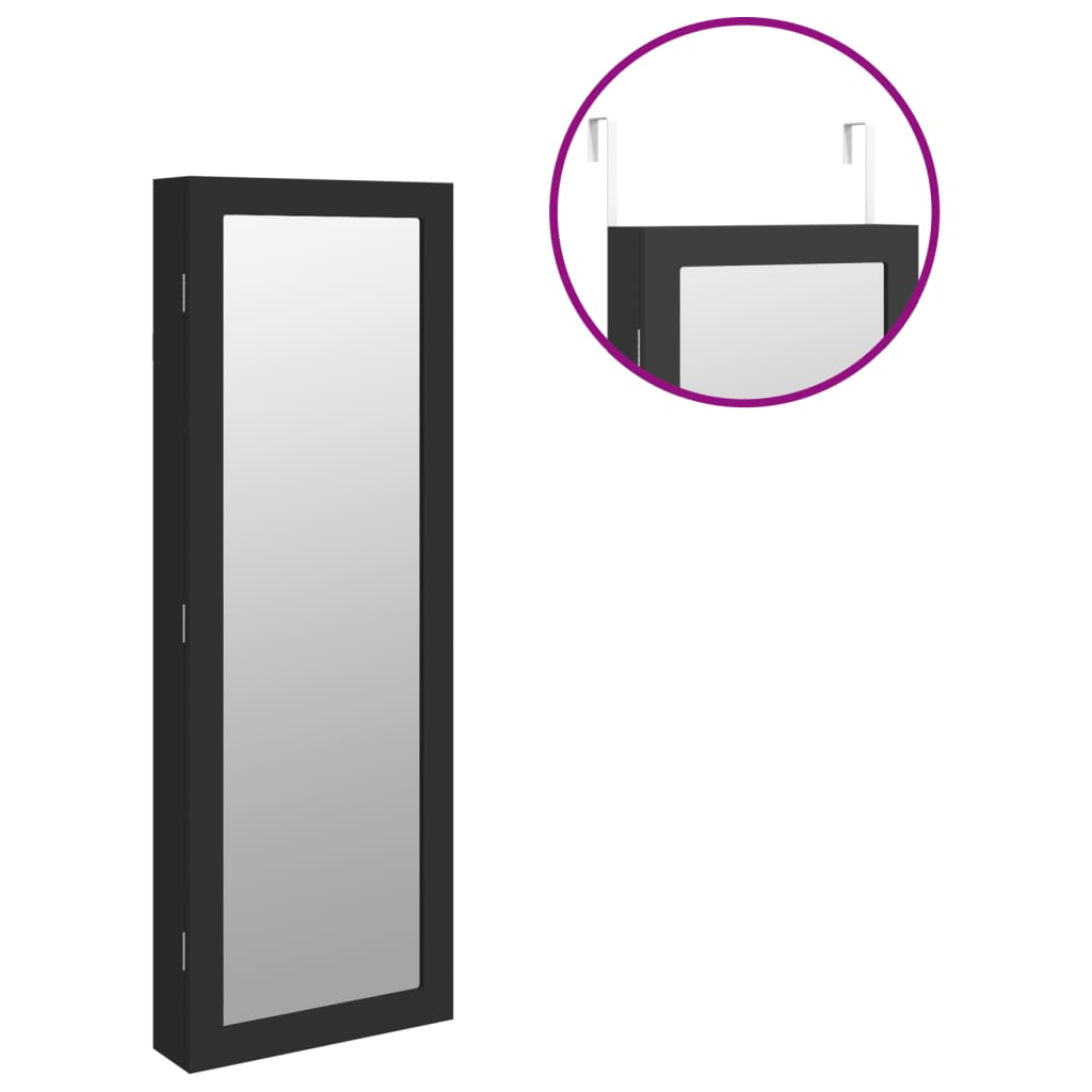 Schmuckschrank mit Spiegel Wandmontage Weiß 37,5x10x106 cm